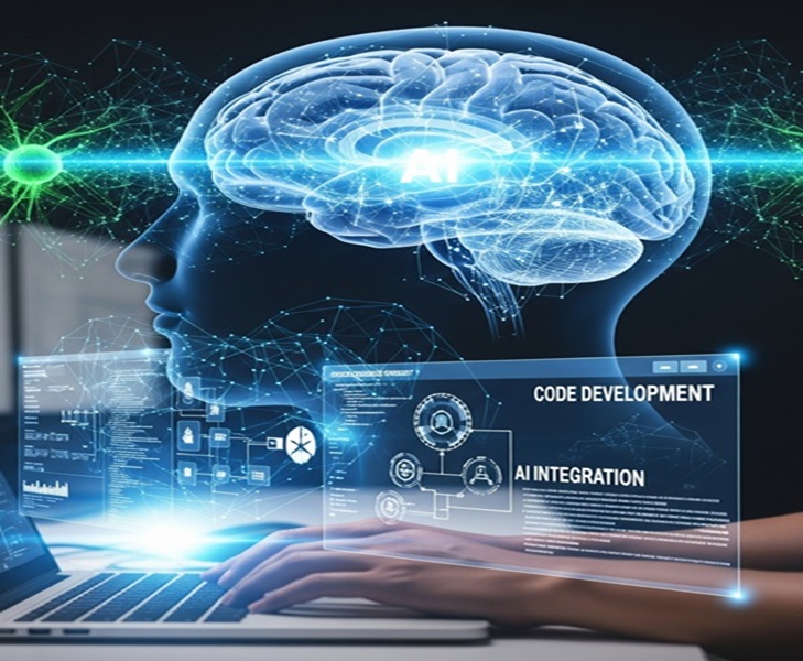 Developers collaborating on web application architecture